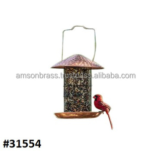 เครื่องให้อาหารนกแบบมีร่มสำหรับกลางแจ้งที่ให้นกที่ป้อนด้วยโลหะชุบทองแดง - Product Image 5