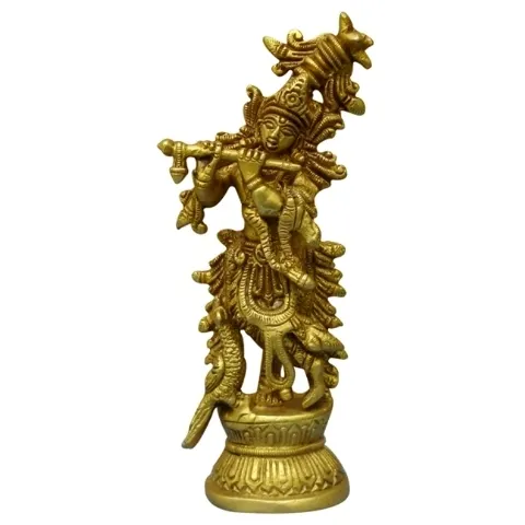 प्यार और कर्म के हिंदू भगवान श्री कृष्ण पीतल प्रतिमा
