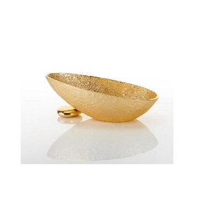 Cuenco decorativo para el hogar de oro antiguo, diseño de hoja de Color dorado completo, cuencos de lujo con estilo para servir, artículos de comedor, cuenco para servir a la venta - Product Image 1