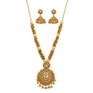 Juego de colgantes antiguos chapados en oro indio tradicional-12999 - Product Image 1