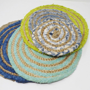 เป็นมิตรกับสิ่งแวดล้อมจุ๊ปจานรองแก้ว 4 ชิ้น Placemats สําหรับงานแต่งงานตกแต่งโรงแรมเป็นมิตรกับสิ่งแวดล้อมทําด้วยมือบ้านปอกระเจารอบ Placemat - Product Image 2