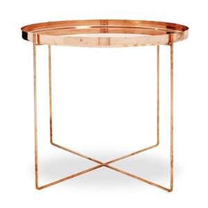 Mesa de centro de cobre personalizable de diseño moderno con patas de cobre cruzadas Material metálico Precio al por mayor para dormitorio Hotel Apartamento - Product Image 1