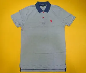 原始现成工厂超限品牌标签男士短袖经典衣领条纹格纹棉质Polo t恤盈余