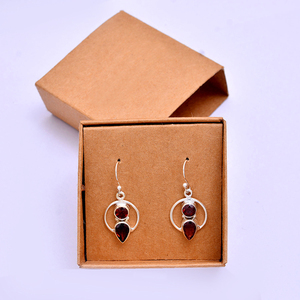 Beautiful Red <b>Garnet</b> Gemstone .925 Sterling Silver Handmade Ear Wire Dangle <b>Earrings</b> for Weddings Parties Wholesale Jewelry - Product Image 3