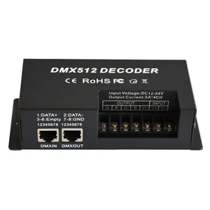 热销 4 通道 5A LED RGBW DMX512 恒定解码器，带拉码，适用于舞台灯或模块