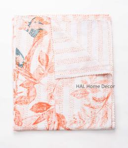 Mejor calidad Kantha edredón de la India manta pájaro imprimir cosido a mano colcha - Product Image 6
