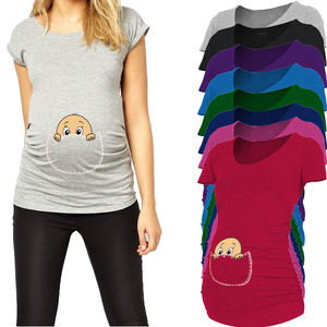 2020 New Design Full Comfort Eco-Friendly Plaid Beading Maternity T-Shirt-Pregnancy Shirt - Product Image 6