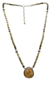 Collier avec pendentif en argent pur 925, création de bijoux artisanaux, perles de Tourmaline et corindon, saphir, accessoire de mode - Product Image 2