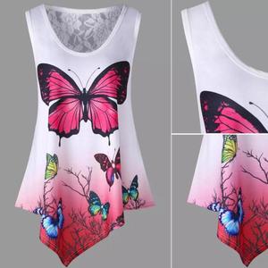 เสื้อยืดเอวลอยผ้าคอตตอนสำหรับผู้หญิง,เสื้อยืดใส่ออกกำลังกายพิมพ์ลายผีเสื้อเสื้อครอปคอลเลกชันจากบังกลาเทศ - Product Image 3