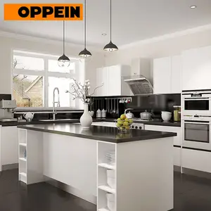 OPPEIN เปิดการออกแบบที่เรียบง่ายตู้ครัวสีขาวชุดที่สมบูรณ์สำหรับการขาย