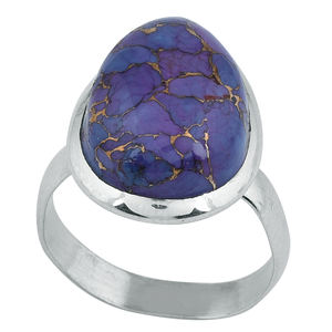Púrpura cobre turquesa piedra preciosa forma de pera 925 anillo de plata esterlina joyería elegante clásico, anillo de ajuste de bisel para regalo, boda - Product Image 2