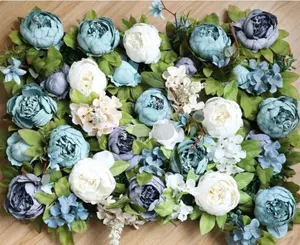 FC1006 Commercio All'ingrosso blu artificiale del fiore del peony della parete di sfondo di nozze per la vendita