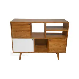 Muebles de madera para sala de estar, mueble de mediados de siglo, estante abierto