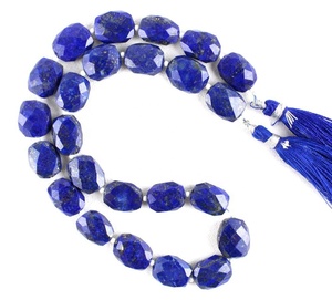 Perlas facetadas de lapislázuli Natural, 1 hebra, 14 "de largo, calidad superior, fabricación de joyería - Product Image 1