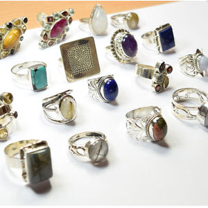 Derniers bijoux en argent Lot de 20 bagues en pierre pour la vente en gros Bijoux en argent vermeil éternité Pierres précieuses naturelles Bague en argent 925 - Product Image 2