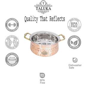 Handmade Hammered 4 Piece Serving Bowl Stainless Steel Copper Handi - Product Image 6