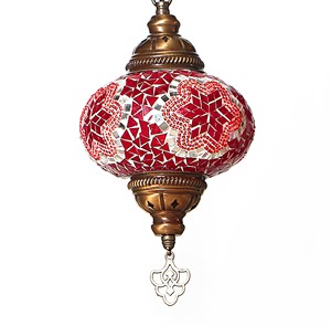Lámpara colgante de cristal de mosaico turco individual tradicional sin 3 sombras - Product Image 3