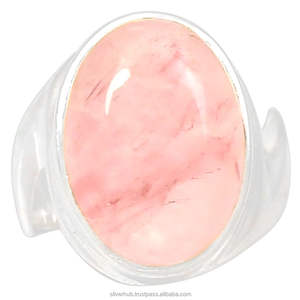 Bague en argent Sterling 925 Quartz Rose pour hommes, pierres de naissance naturelles, bijoux de guérison unisexe, fait à la main - Product Image 1