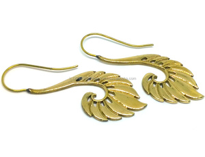 Pendiente de aro de oro de mandala bohemio de latón macizo con perla y hoja de diamante y diseño de Eleaf para fiesta de boda y compromiso - Product Image 2