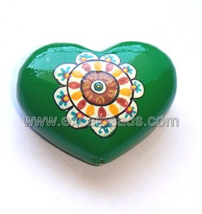 มือทาสีไม้ลูกปัดรูปหัวใจจี้สำหรับเครื่องประดับวัสดุตกแต่ง - Product Image 5