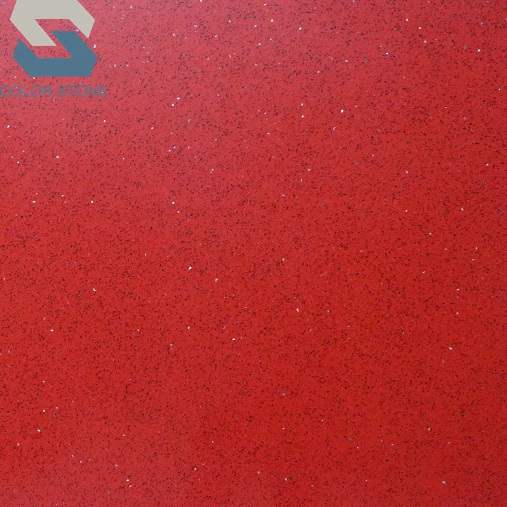 Alta qualidade barato vermelho brilho quartzo pedra engenharia slab m2 preço