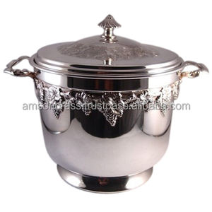 Refroidisseur à vin Meilleures ventes Seau à glace en laiton avec poignée décorée Seau à glace en cuivre de style moderne Baignoire de fête Refroidisseur de boisson - Product Image 3