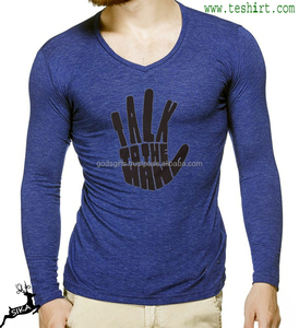 OEM de manga larga liso Jersey algodón viscosa mezcla camiseta de talla grande venta en línea al por mayor barato cortar y coser camiseta en blanco - Product Image 6