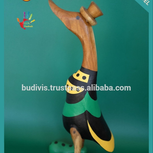 Canards de racines de bambou peintes à la main, 100%, modèle supérieur, peint à la main, décoration de maison en bois indonésien - Product Image 2