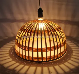 Bamboo lamp shade bamboo pendant lamp Basket <b>Rattan</b> Woven <b>Lantern</b> Chandelier Pendant Lamp Shade - Product Image 1