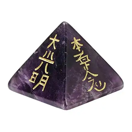 Pyramide gravée d'améthyste de haute qualité à vendre pierre de Chakra pour la Protection Emf-utilisée comme ensemble de Chakra Reiki