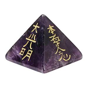 Pirámide grabada de piedras preciosas de amatista de alta calidad a la venta Piedra de Chakra para protección EMF utilizada en Reiki Healing Crystal Set - Product Image 1
