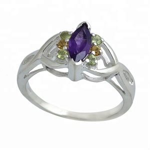 พลอยอเมทิสต์รูปมาร์คีสต์ที่สวยงาม925เงินสเตอร์ลิงพร้อมแหวนชุบเงินทันสมัยสำหรับเป็นของขวัญแต่งงาน - Product Image 2