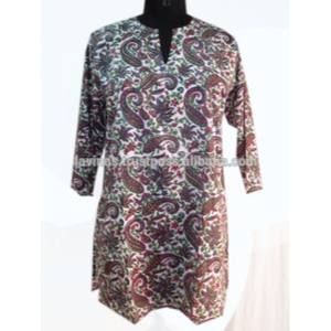 Vestido túnica étnico largo Kurti de algodón indio para ropa paquistaní hecha a mano de verano - Product Image 1