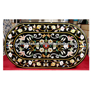 Indian Marble Inlay Table Top , Stone Pietra Dura Marble Table Top - Product Image 1