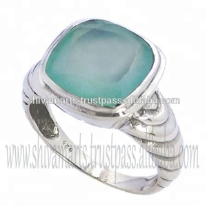 Design unique Bague en argent sterling 925 avec calcédoine et pierres précieuses pour l'éternité et le vermeil Fournisseur de bijoux en argent tendance - Product Image 2