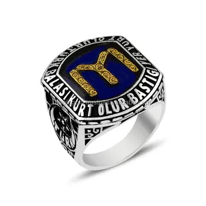 Anel masculino de prata esterlina 925, novo anel de venda original, antigo, ertugrul, ottoman turco, dirilis iyi kayi, atacado