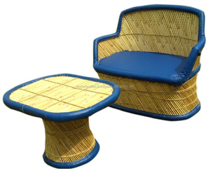 2024 Royal Elegantมือทอหนังไม้ไผ่Luxury Premiumหนังโซฟาโต๊ะเฟอร์นิเจอร์สําหรับห้องนั่งเล่นที่ดีที่สุดราคา - Product Image 1