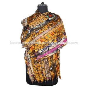 Foulards Vintage, étole indienne sari en soie à la main, étole ethnique filles cou porter indien sari patchs écharpe réversible rayé coloré - Product Image 2