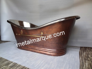 Baignoire de luxe haut de gamme, moderne, élégante, nouvelle conception, très vendue, en cuivre pur à l'extérieur et en acier à l'intérieur, pour une utilisation en salle de bain - Product Image 2