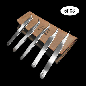 Lot de 5 pinces à cils pour extensions, droites et courbées, avec pointe fine, outil d'application pour extensions de cils 2026 - Product Image 2