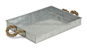 Plateau de service en métal en aluminium de style antique avec poignées prix de gros plateau de service - Product Image 2