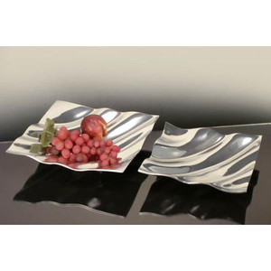 จานเสิร์ฟผลไม้ชุบเงินสำหรับตกแต่งเครื่องครัวทรงสี่เหลี่ยมจานผลไม้ - Product Image 1