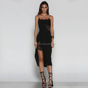 Nokta 2022 yaz yeni avrupa ve amerikan siyah yeni elbise çapraz büst ve Midi uzunluğu FIT & FLARE MIDI elbise siyah - Product Image 1