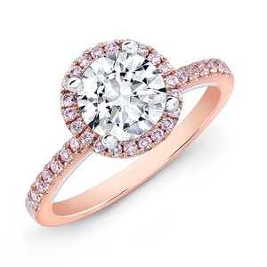 Magnifique bague de fiançailles en or rose massif 14K avec diamants naturels-Bagues en diamant de qualité supérieure - Product Image 1