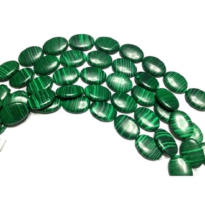 Collar de piedra de cuentas ovaladas de malaquita verde piedras cuentas ovaladas dijes de cristal para la fabricación de joyas collar de mujer de cristal mayorista - Product Image 3