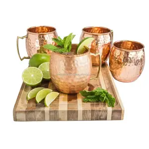 Sale from Indian Vendor Bulk Beer Cups Cocktail Drinking Moscow Mule Copper Mugs Set of 4 Premium Wedding Anniversary Gift