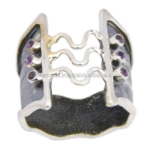 Belle conception de qualité supérieure forme inégale améthyste pierre précieuse éternité bague en vermeil fournisseur de bijoux en argent sterling 925 - Product Image 3