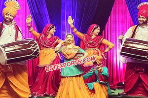 Jatt Jatti รูปปั้นไฟเบอร์เต้นรำ,รูปปั้นใยวัฒนธรรมปัญจาบขนาดเต็มรูปแบบรูปปั้นปัญจาบไฟเบอร์สำหรับโรงแรมปัญจาบ - Product Image 6