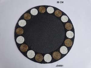 Manteles individuales redondos de cuentas de vidrio gris de alta calidad con borde en estilo de disco pequeño Otros colores también disponibles Manteles de mesa Vajilla - Product Image 5