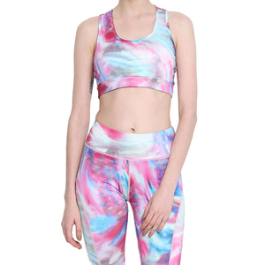 Conjunto Deportivo de Leggings y Sujetador Deportivo Tie Dye para Mujer, Rosa, Azul, Morado, Ropa Deportiva para Yoga, Sin Costuras, Spandex/Poliéster, Soporte Medio - Product Image 1